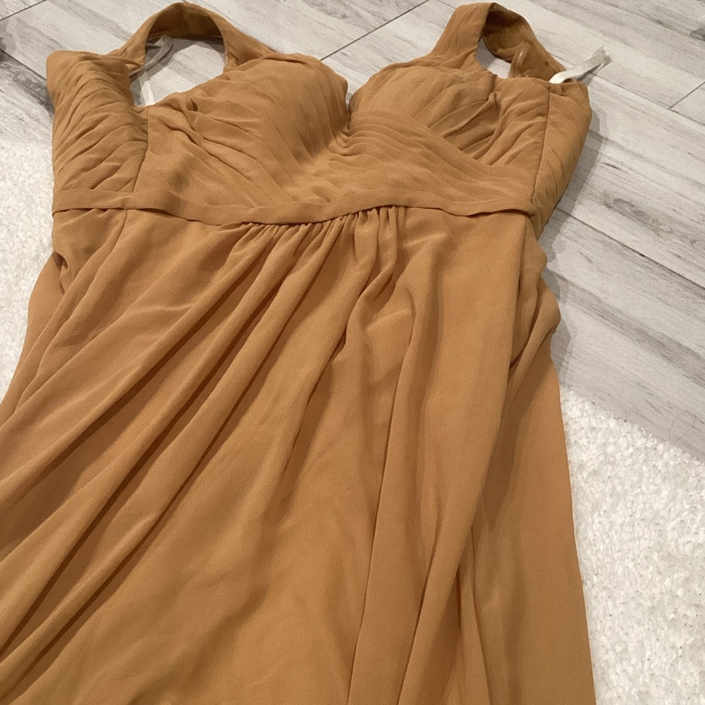 Sleeveless Chiffon Maxi Dress in Camel Tan